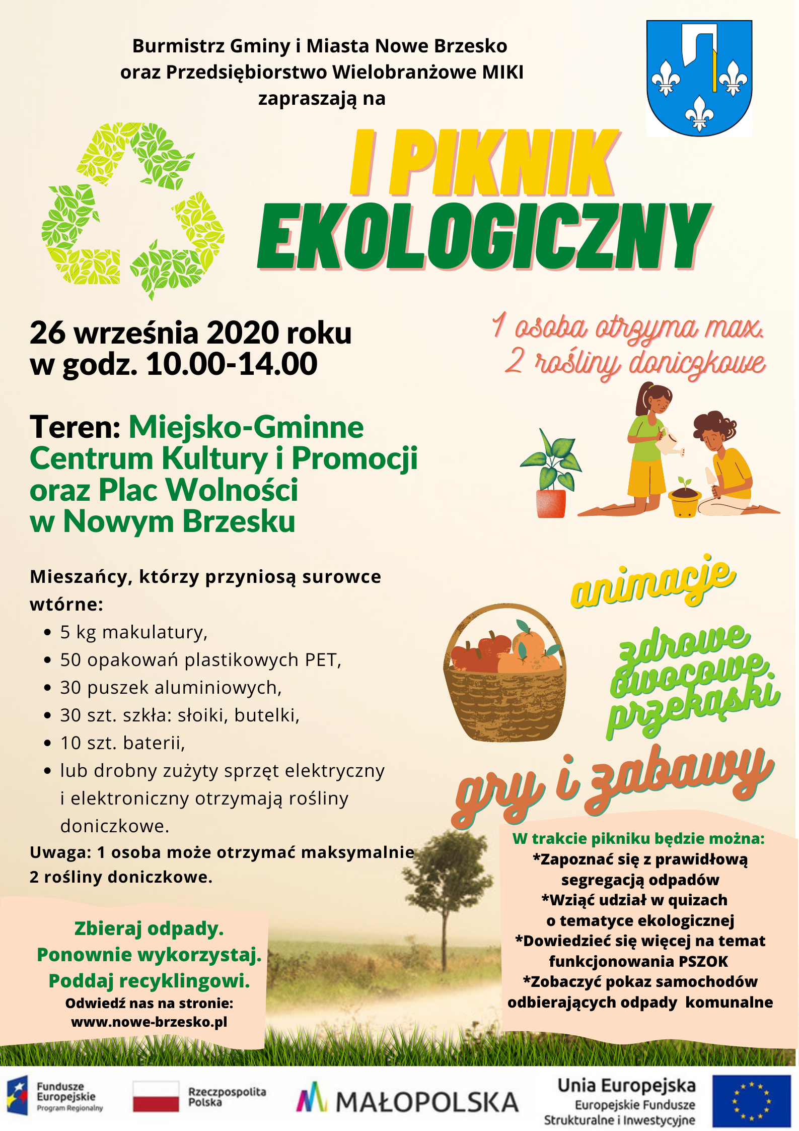 Plakat I Piknik Ekologiczny Gmina Nowe Brzesko 26.09.2020 PNG