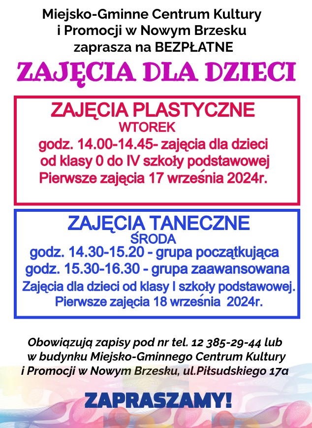 zajęcia PLASTYCZNE I TANECZNE MGCKIP  2024 2025